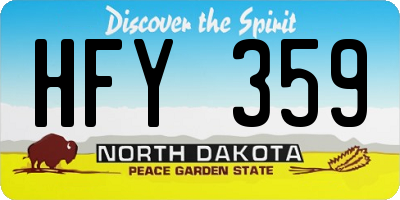 ND license plate HFY359