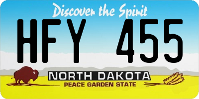 ND license plate HFY455