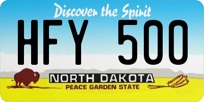 ND license plate HFY500