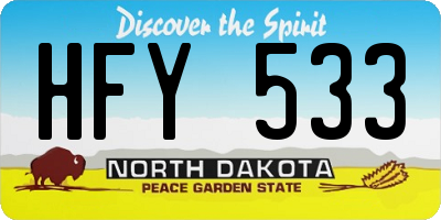 ND license plate HFY533