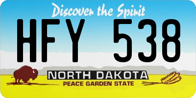 ND license plate HFY538