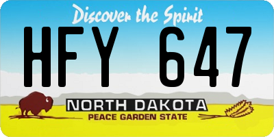ND license plate HFY647