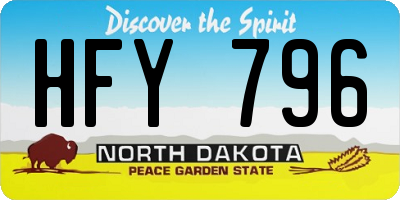ND license plate HFY796