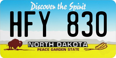 ND license plate HFY830