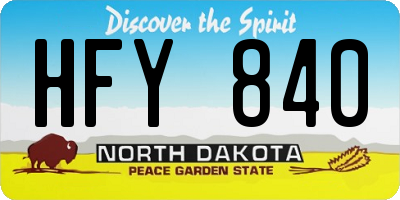 ND license plate HFY840