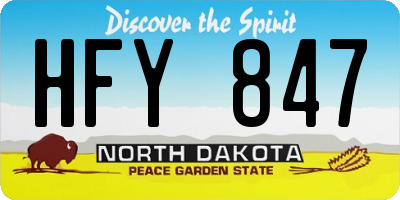 ND license plate HFY847