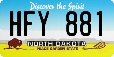 ND license plate HFY881