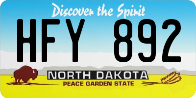 ND license plate HFY892