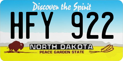 ND license plate HFY922