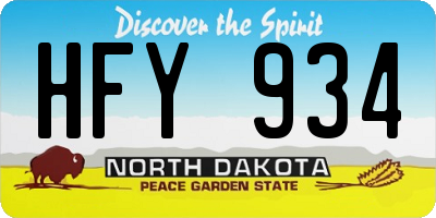 ND license plate HFY934