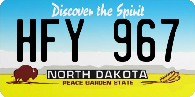 ND license plate HFY967