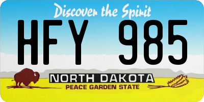 ND license plate HFY985