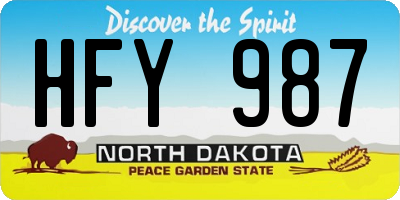 ND license plate HFY987
