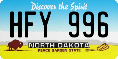 ND license plate HFY996