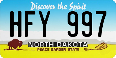 ND license plate HFY997
