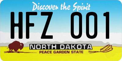 ND license plate HFZ001