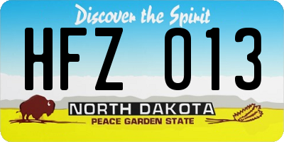 ND license plate HFZ013