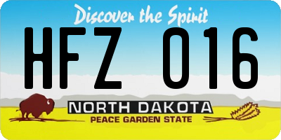 ND license plate HFZ016