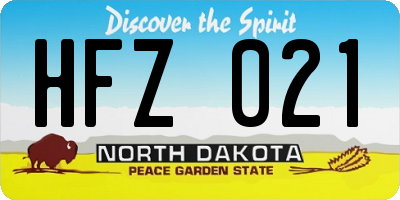 ND license plate HFZ021