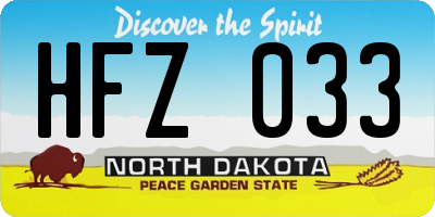 ND license plate HFZ033