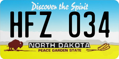 ND license plate HFZ034