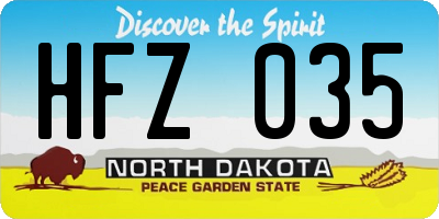ND license plate HFZ035