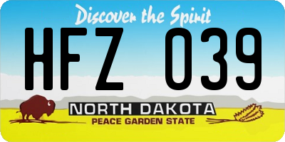 ND license plate HFZ039