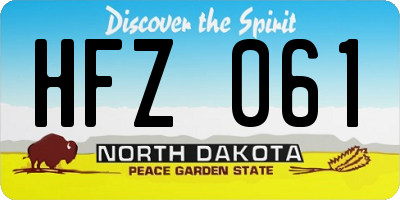 ND license plate HFZ061