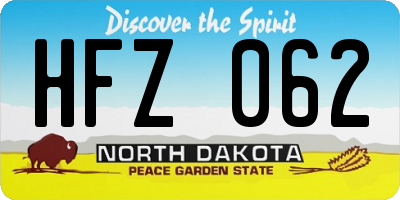 ND license plate HFZ062