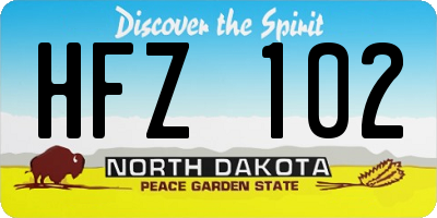 ND license plate HFZ102