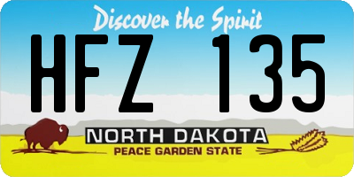 ND license plate HFZ135