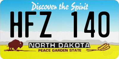 ND license plate HFZ140