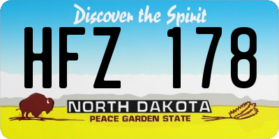 ND license plate HFZ178