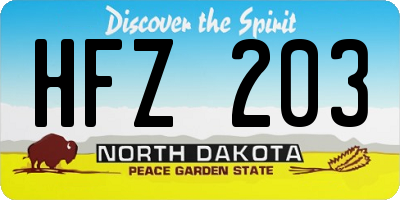 ND license plate HFZ203
