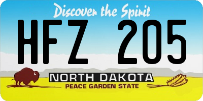 ND license plate HFZ205