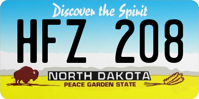 ND license plate HFZ208