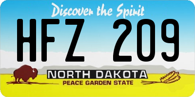 ND license plate HFZ209