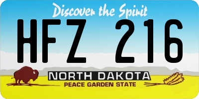 ND license plate HFZ216