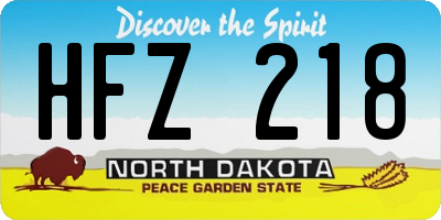 ND license plate HFZ218