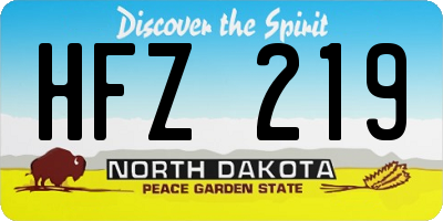 ND license plate HFZ219