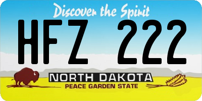 ND license plate HFZ222