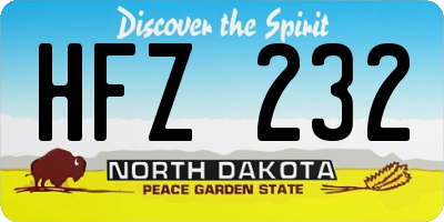 ND license plate HFZ232