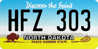 ND license plate HFZ303