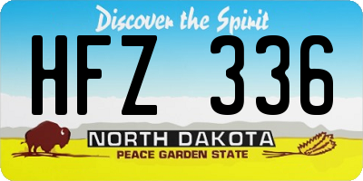 ND license plate HFZ336