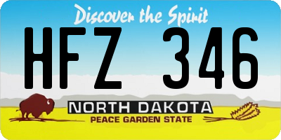 ND license plate HFZ346