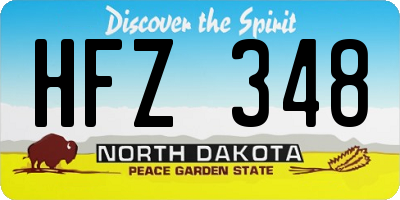 ND license plate HFZ348