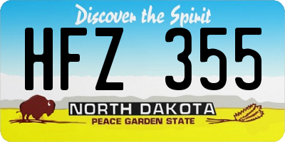 ND license plate HFZ355
