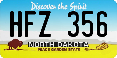 ND license plate HFZ356