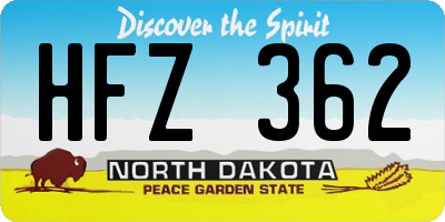 ND license plate HFZ362