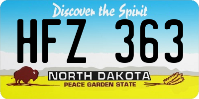 ND license plate HFZ363